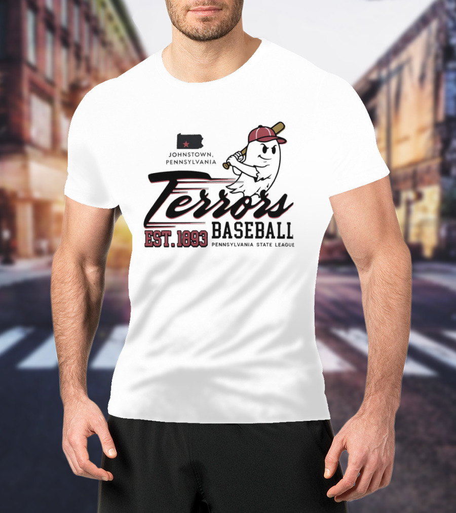 Johnstown Terrors Baseball Pennsylvania State League Est 1893 Ghost T-Shirt