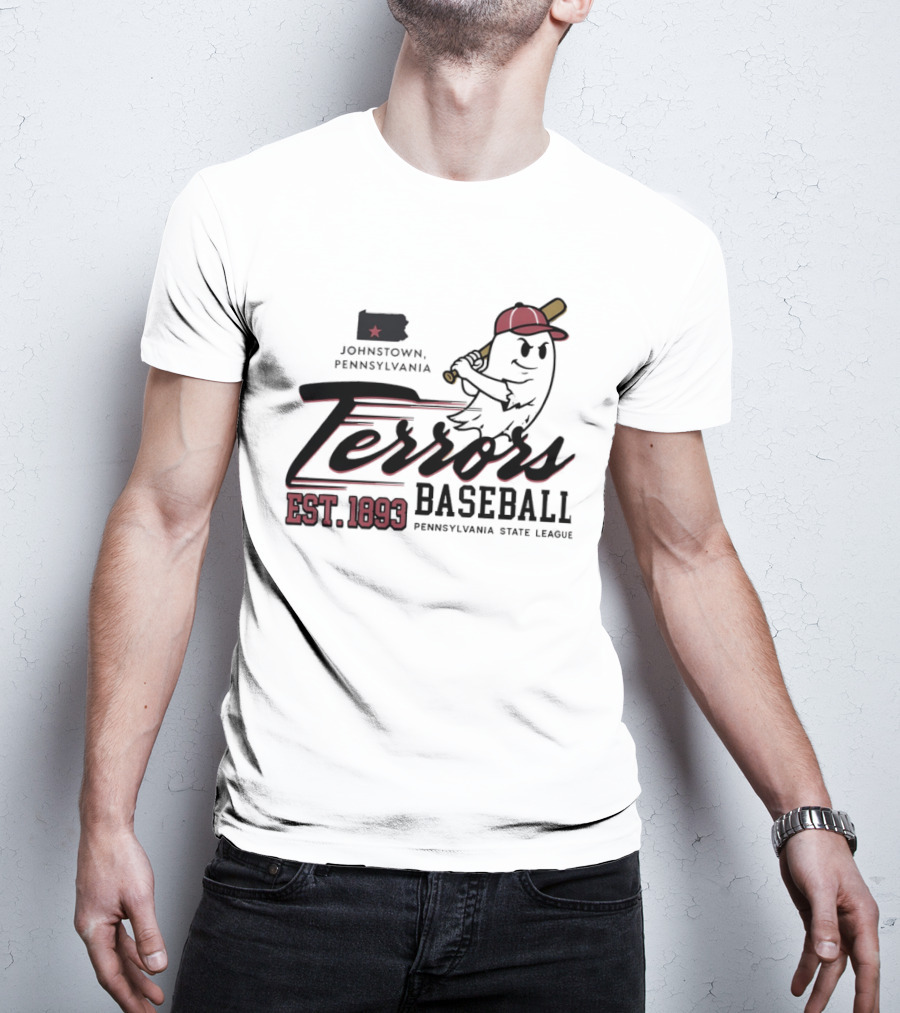 Johnstown Terrors Baseball Pennsylvania State League Est 1893 Ghost T-Shirt