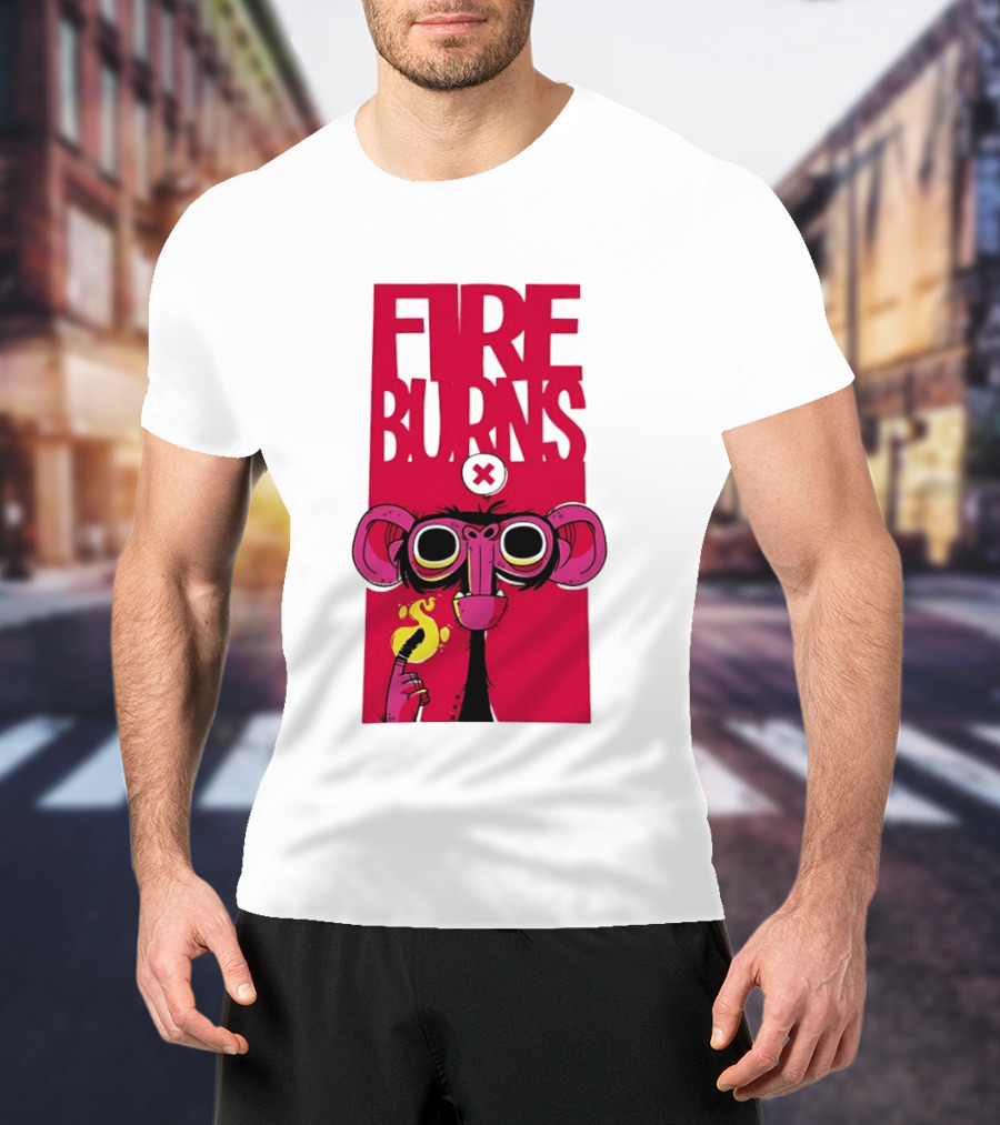 FIre Burns Monkey With Burning Hand T-Shirt