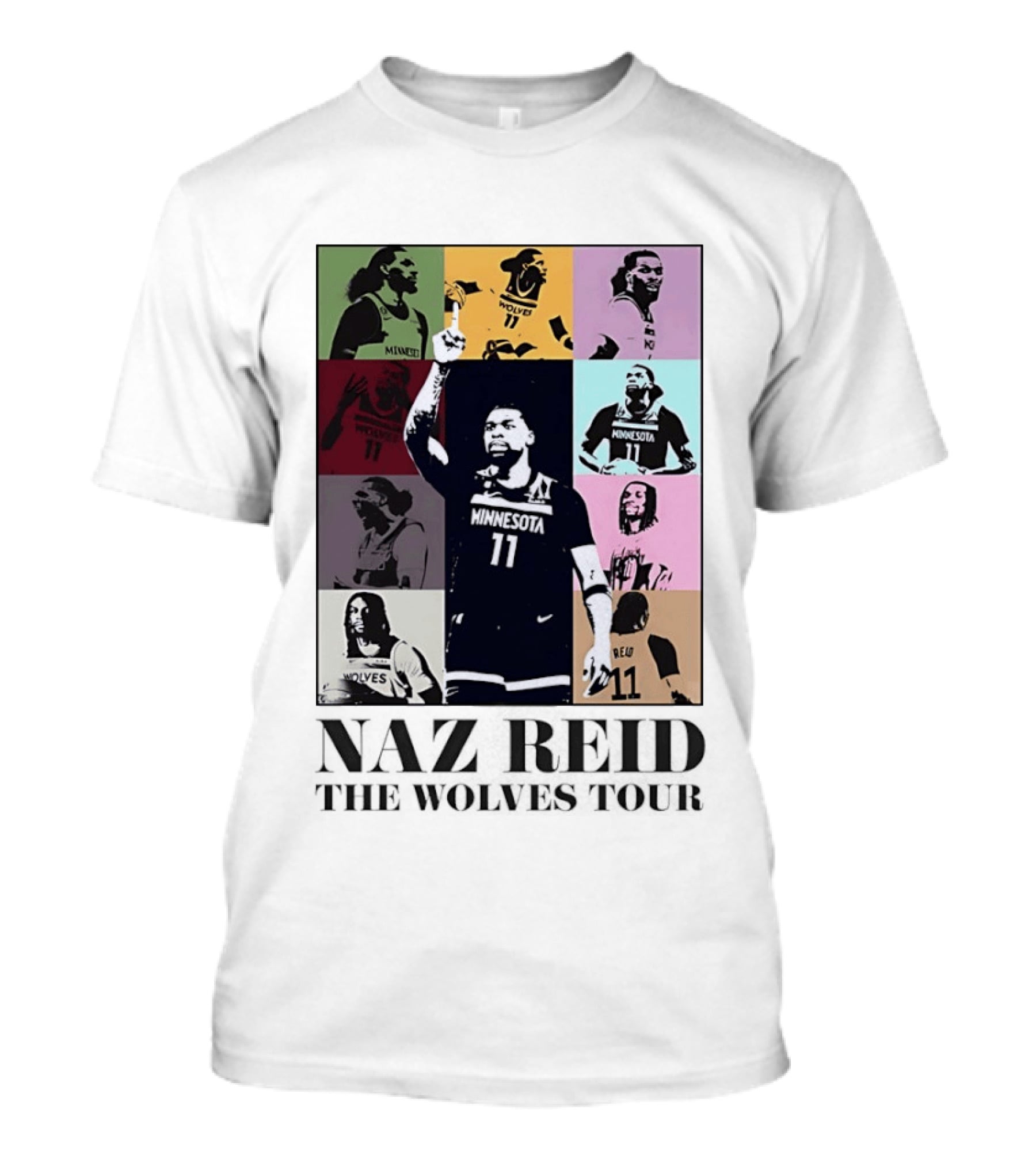 Minnesota Timberwolves Naz Reid Wolves Tour Montage T-Shirt