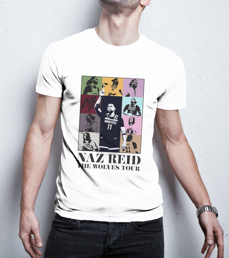 Minnesota Timberwolves Naz Reid Wolves Tour Montage T-Shirt