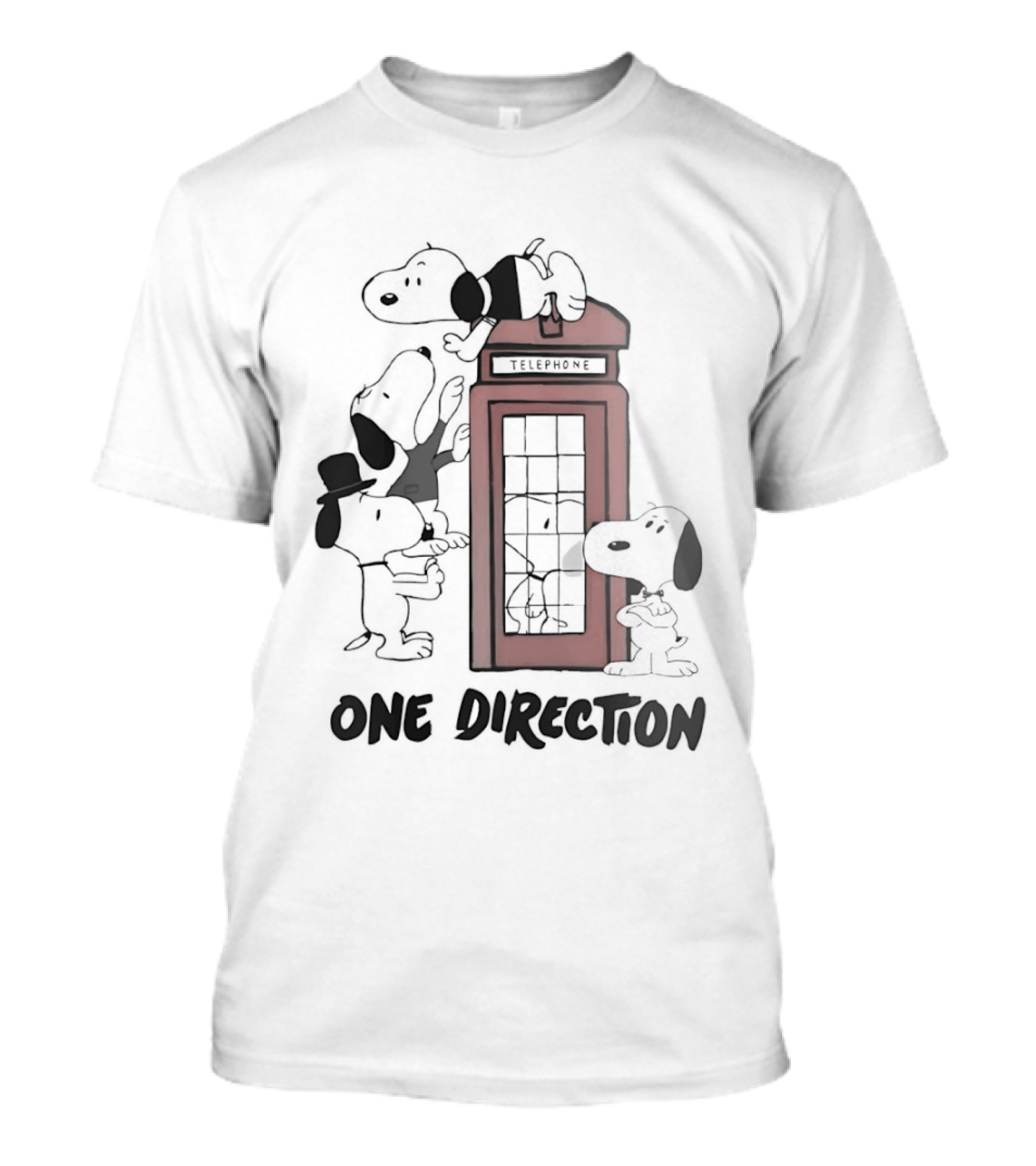 Snoopy One Direction Red Phone Booth T-Shirt