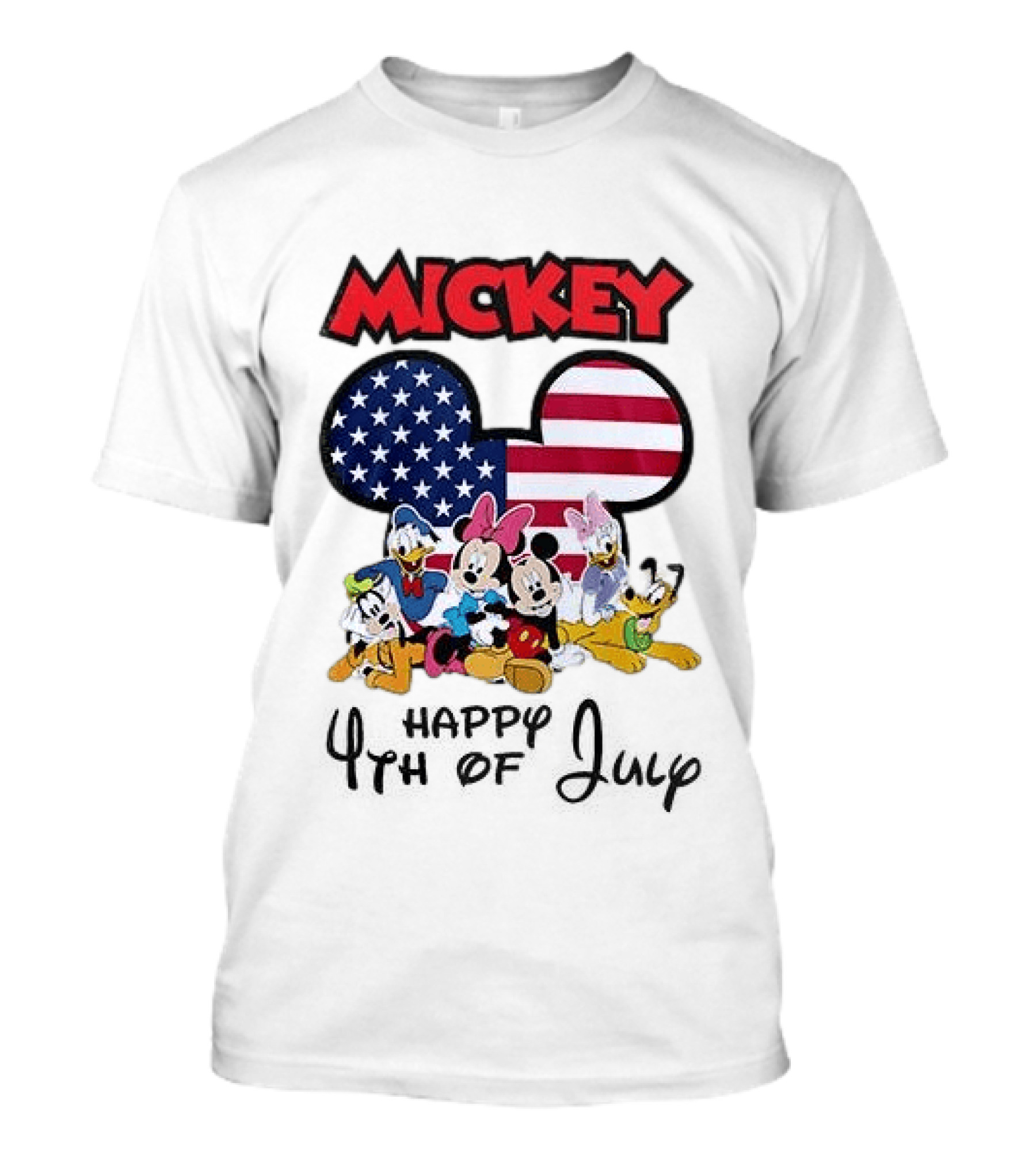 Mickey Mouse Happy 4th Of July Disney Celebration With American Flag And Characters T-Shirt