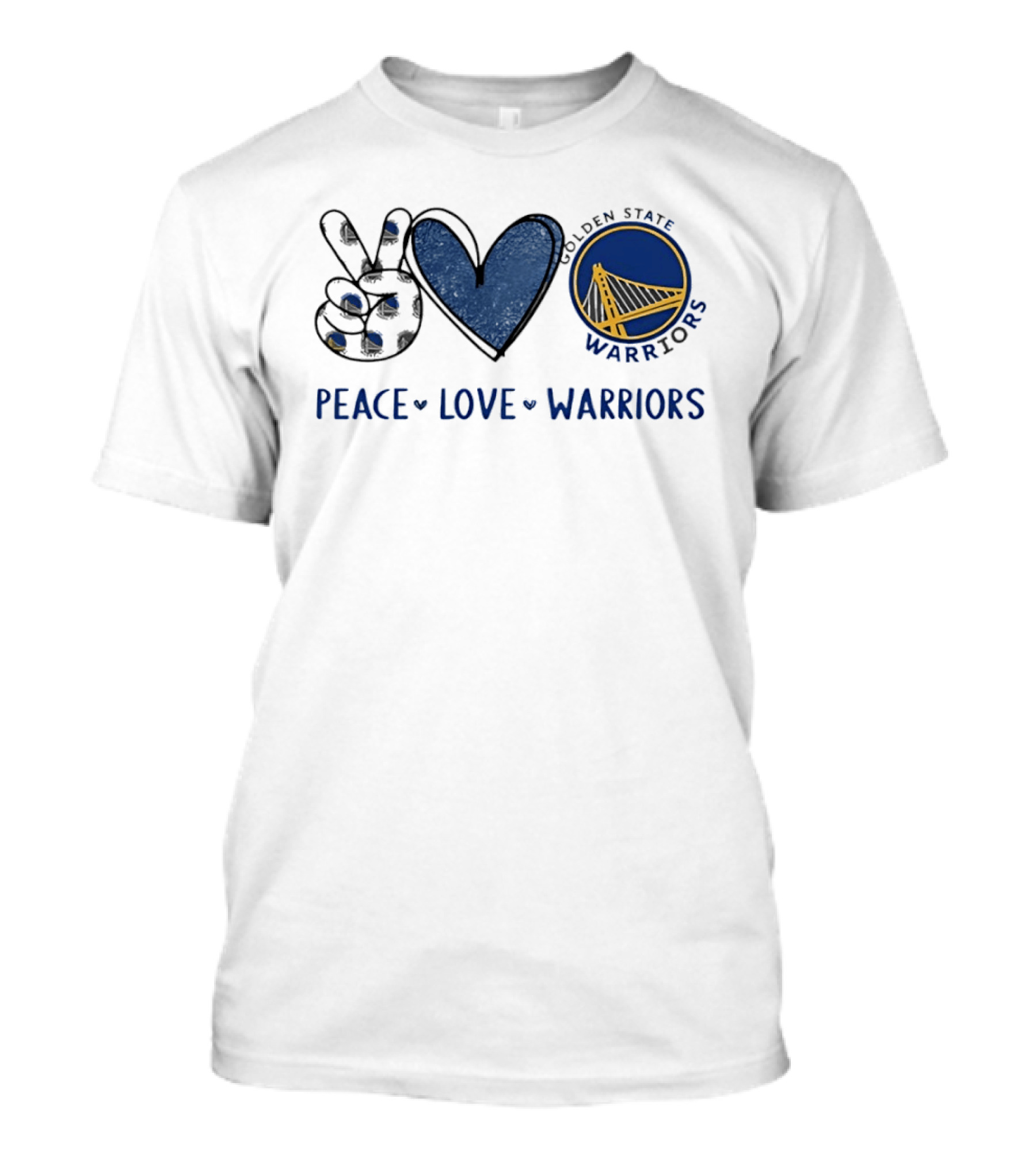Golden State Warriors Peace Love Warriors Bridge T-Shirt