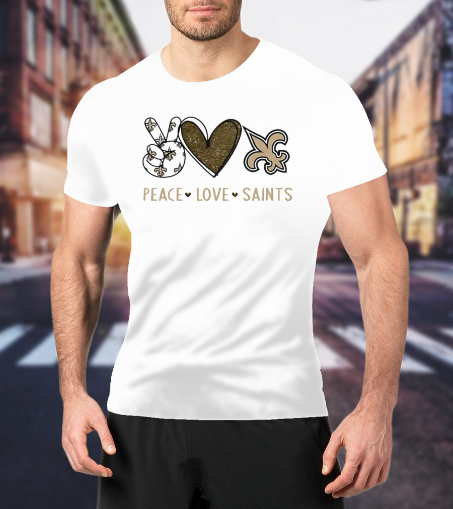 Peace Love Saints Fleur De Lis Symbol New Orleans Saints Football Team T-Shirt