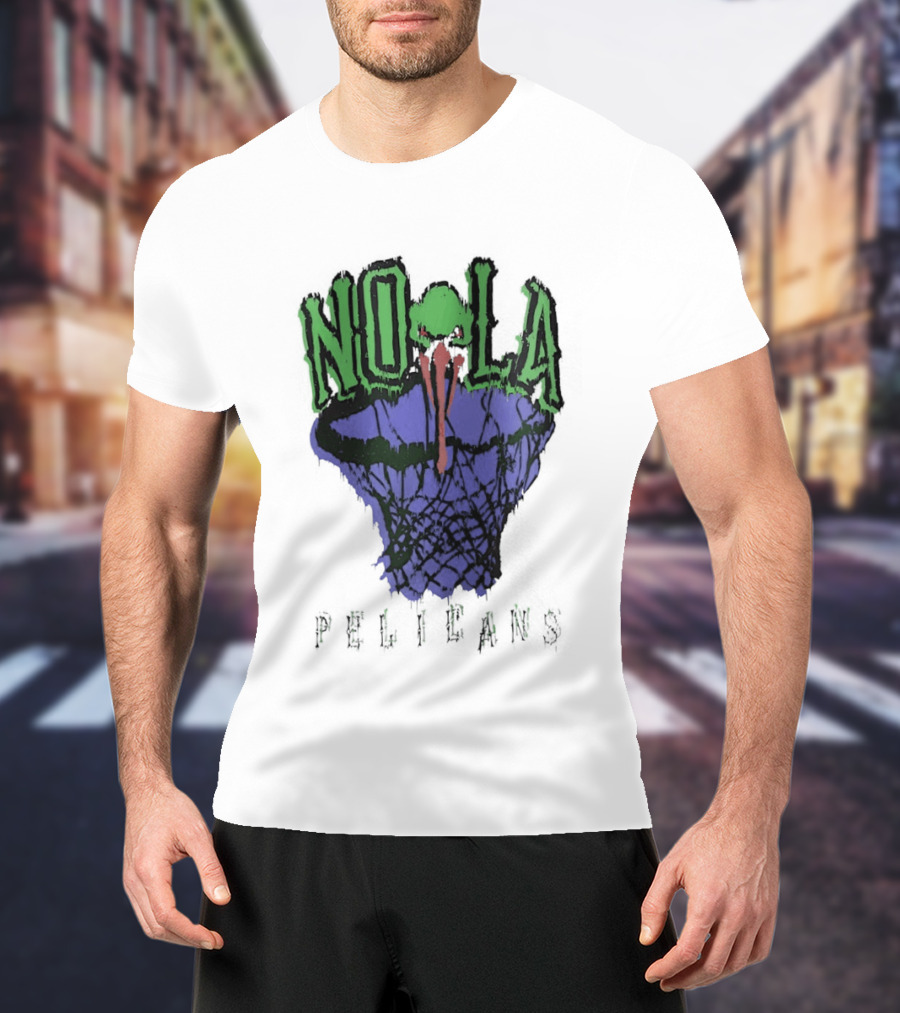 NOLA New Orleans Pelicans Basketball Hoop T-Shirt