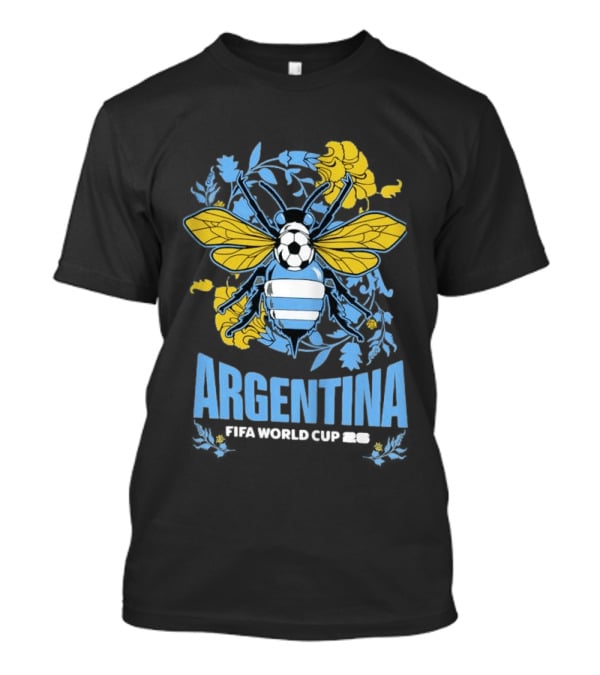 Argentina FIFA World Cup 26 Bee Soccer Ball Wings Floral T-Shirt