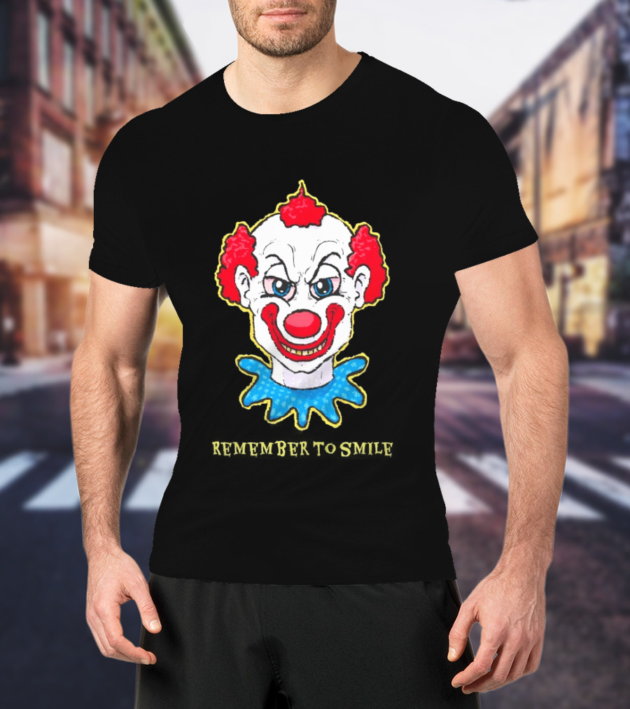 Evil Clown Remember To Smile Creepy Red White Blue T-Shirt