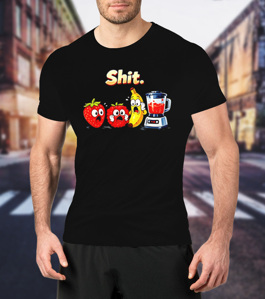 Panic Fruit Characters Blender Humor Smoothie Shit T-Shirt