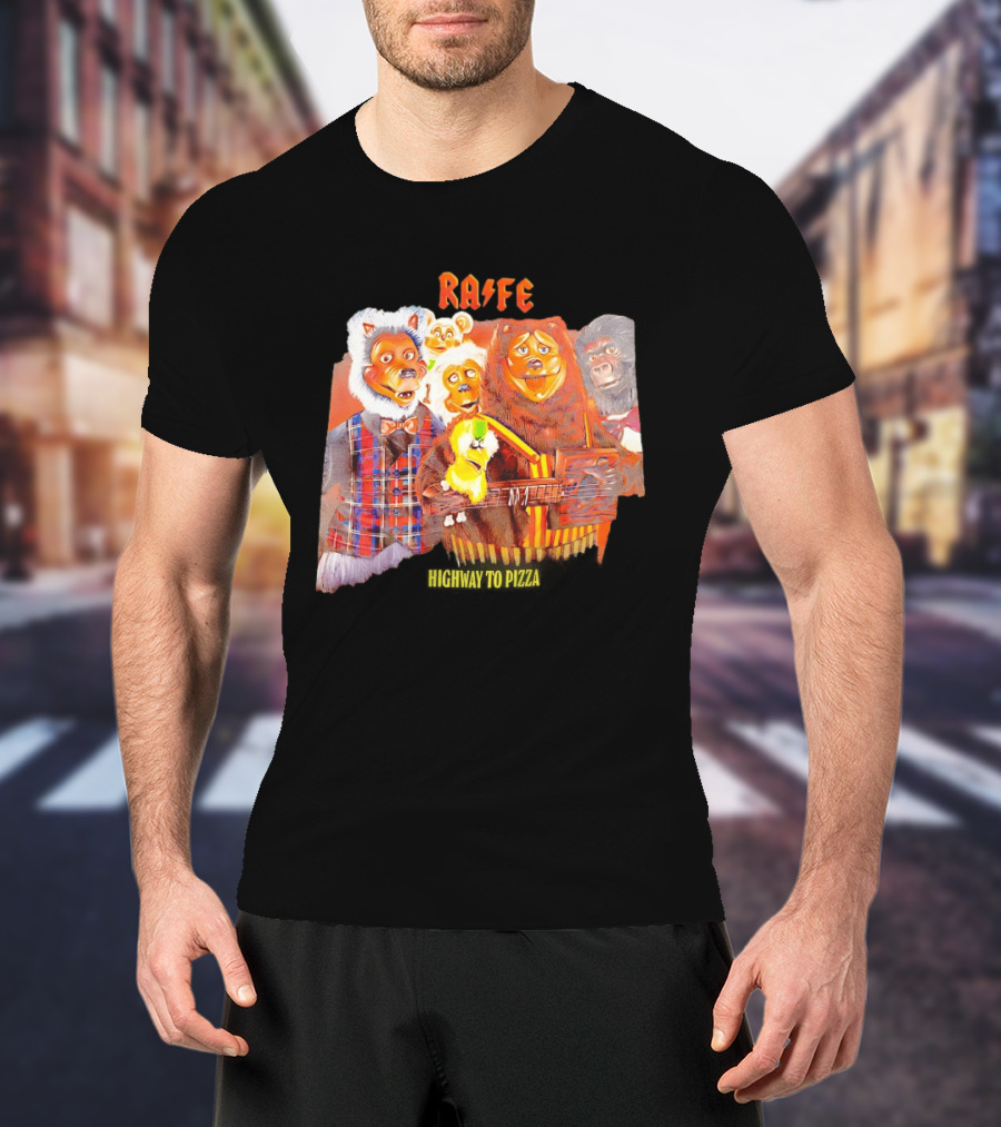 Rafe Highway To Pizza Characters With Animals And Guitar T-Shirt