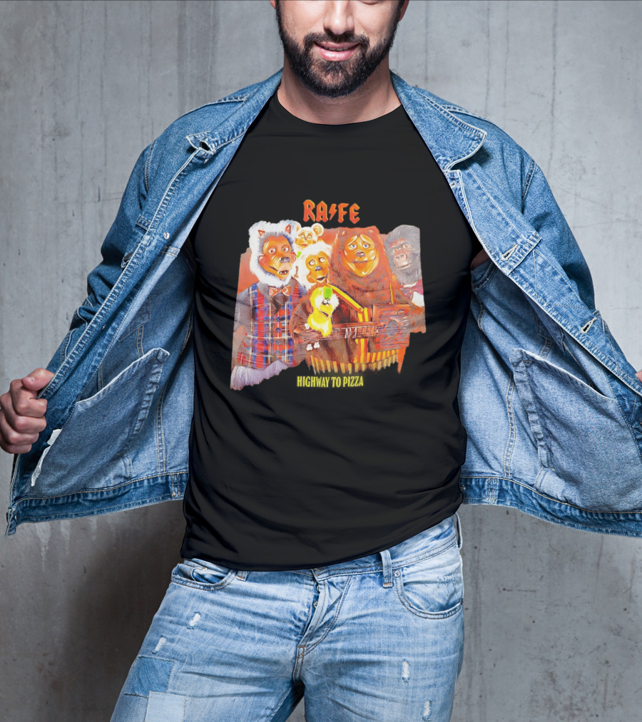 Rafe Highway To Pizza Characters With Animals And Guitar T-Shirt