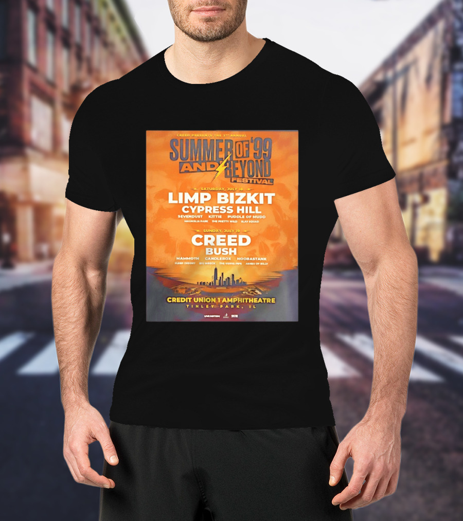 Creed Presents Summer Of '99 And Beyond Festival 2026 Full Lineup With Limp Bizkit And Creed At Credit Union Amphitheatre Tinley Park Illinois T-Shirt