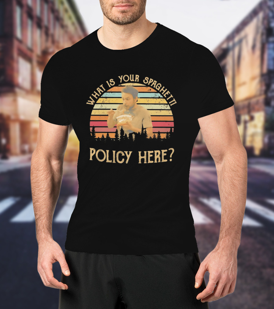 Charlie Kelly What Is Your Spaghetti Policy Here Vintage Sunset It's Always Sunny In Philadelphia T-Shirt