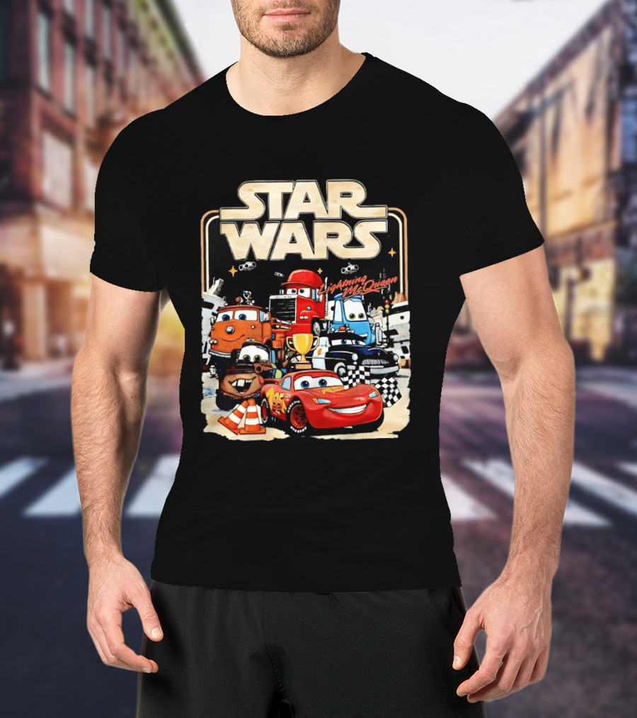 STAR WARS Lightning McQueen Racing Adventure With Cars Characters T-Shirt