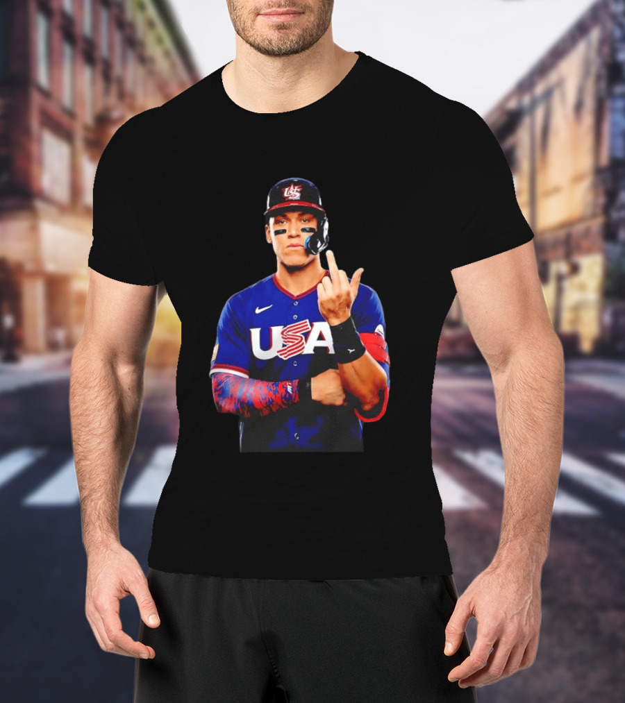 Aaron Judge USA Baseball WBC 2026 Middle Finger Iconic Gesture T-Shirt