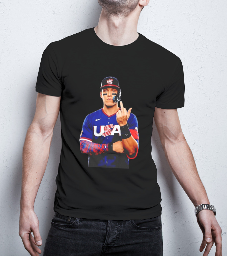Aaron Judge USA Baseball WBC 2026 Middle Finger Iconic Gesture T-Shirt