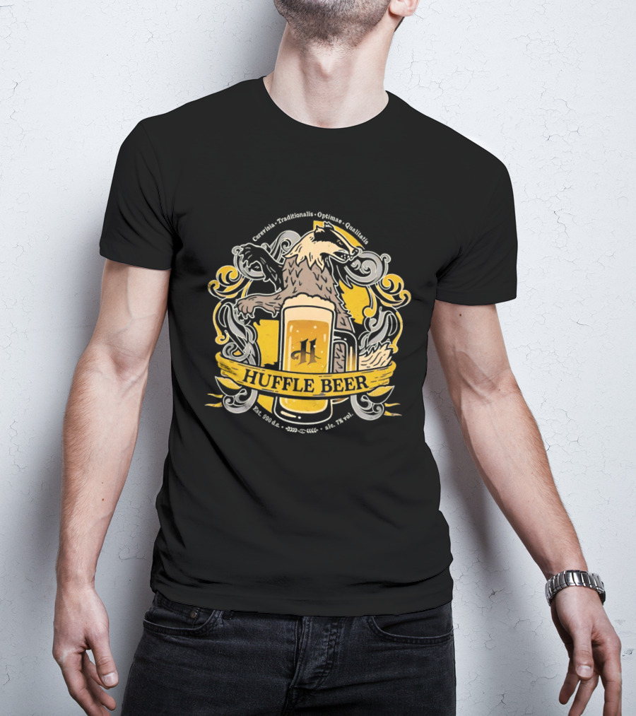 Huffle Beer Cerevisia Traditionalis Optimae Qualitatis 990 D C Badge With And Badger T-Shirt