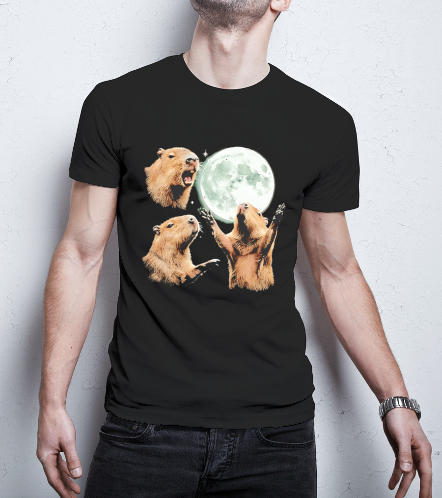 Capybara Howling At Full Moon Tranquility T-Shirt