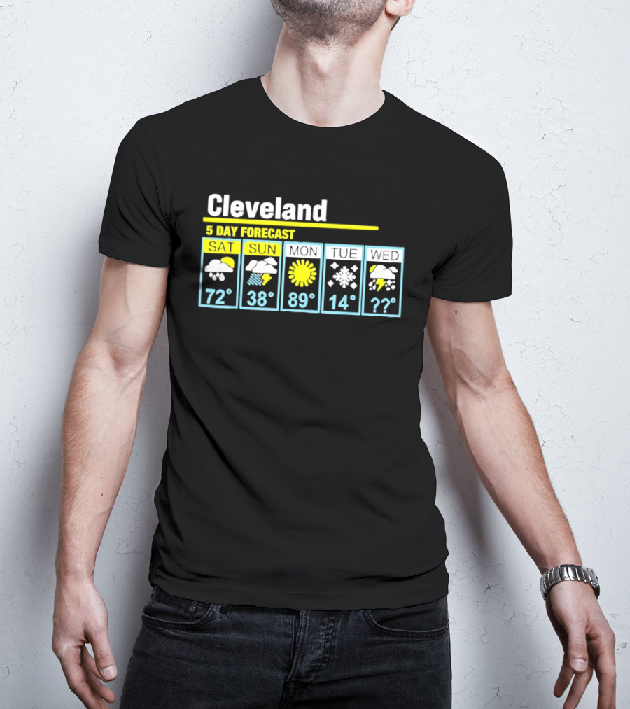 Cleveland 5 Day Forecast Weather Humor Cold Snow Thunderstorm T-Shirt
