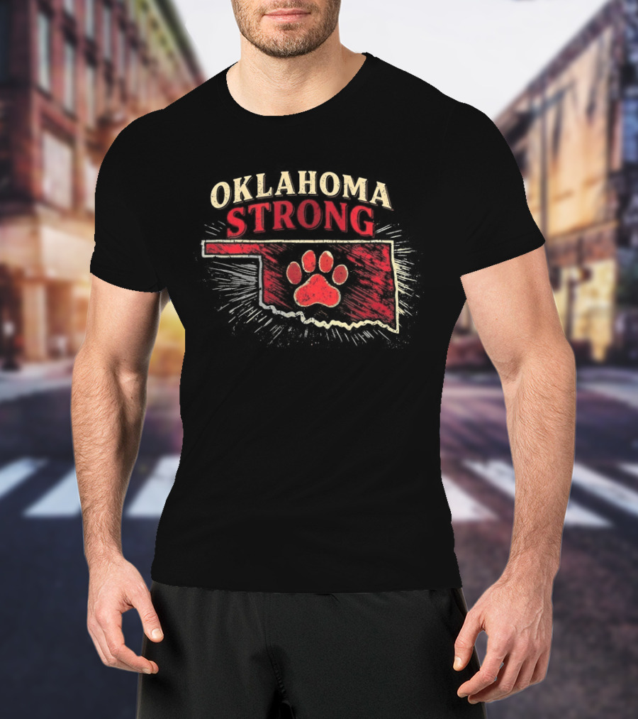 Oklahoma Strong Paw Print I'd Rather Be With My Dog T-Shirt