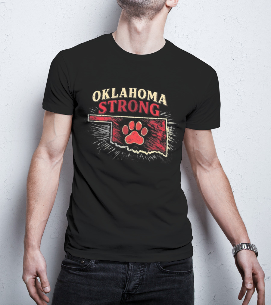 Oklahoma Strong Paw Print I'd Rather Be With My Dog T-Shirt