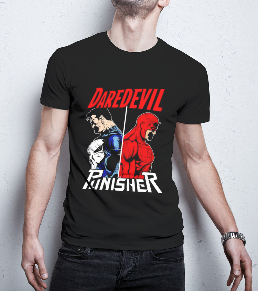 Daredevil Punisher Split Silhouette Marvel Characters T-Shirt