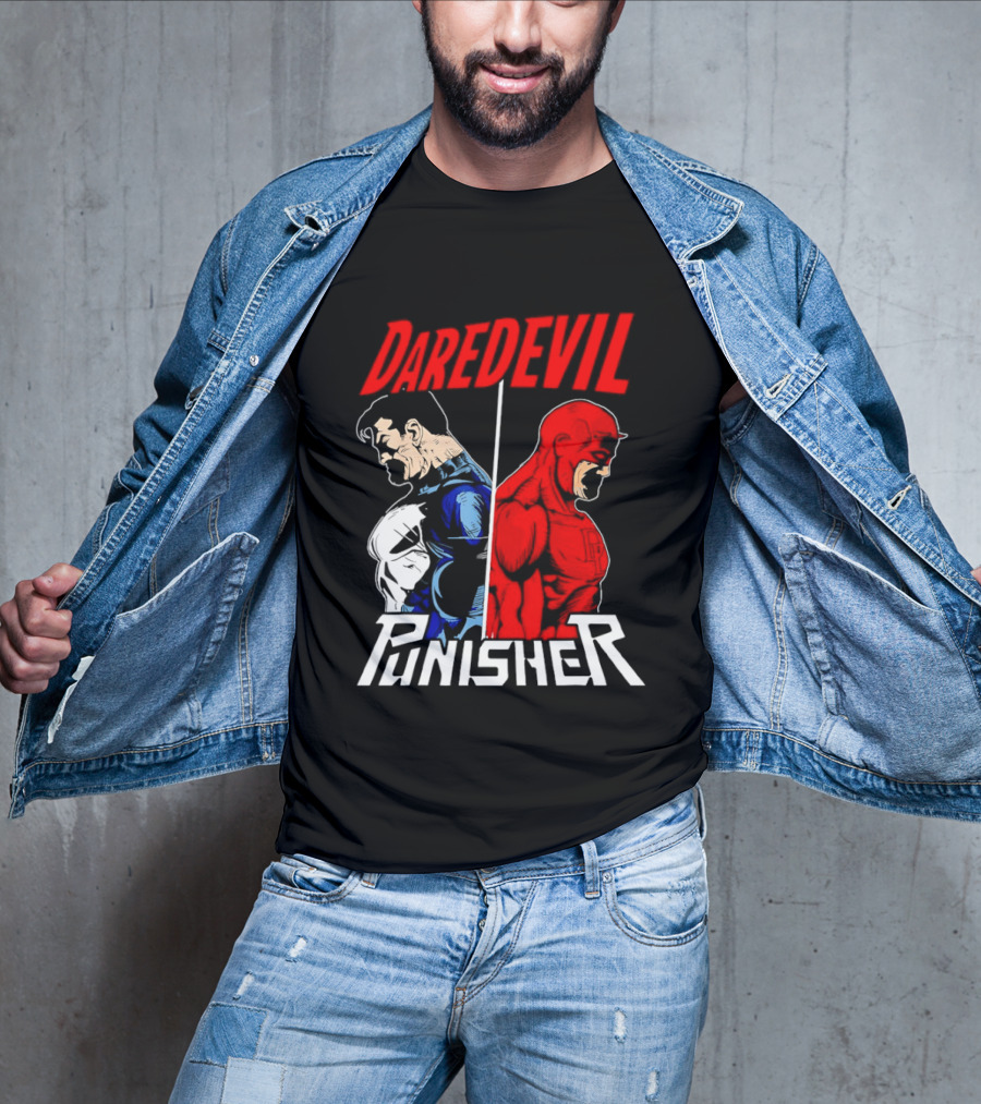 Daredevil Punisher Split Silhouette Marvel Characters T-Shirt