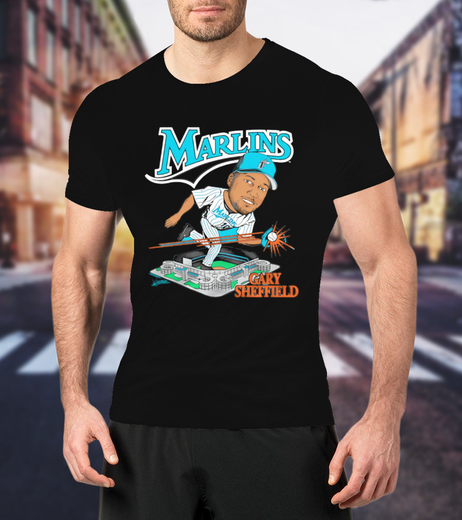 Florida Marlins Gary Sheffield Caricature Baseball MLB Player T-Shirt