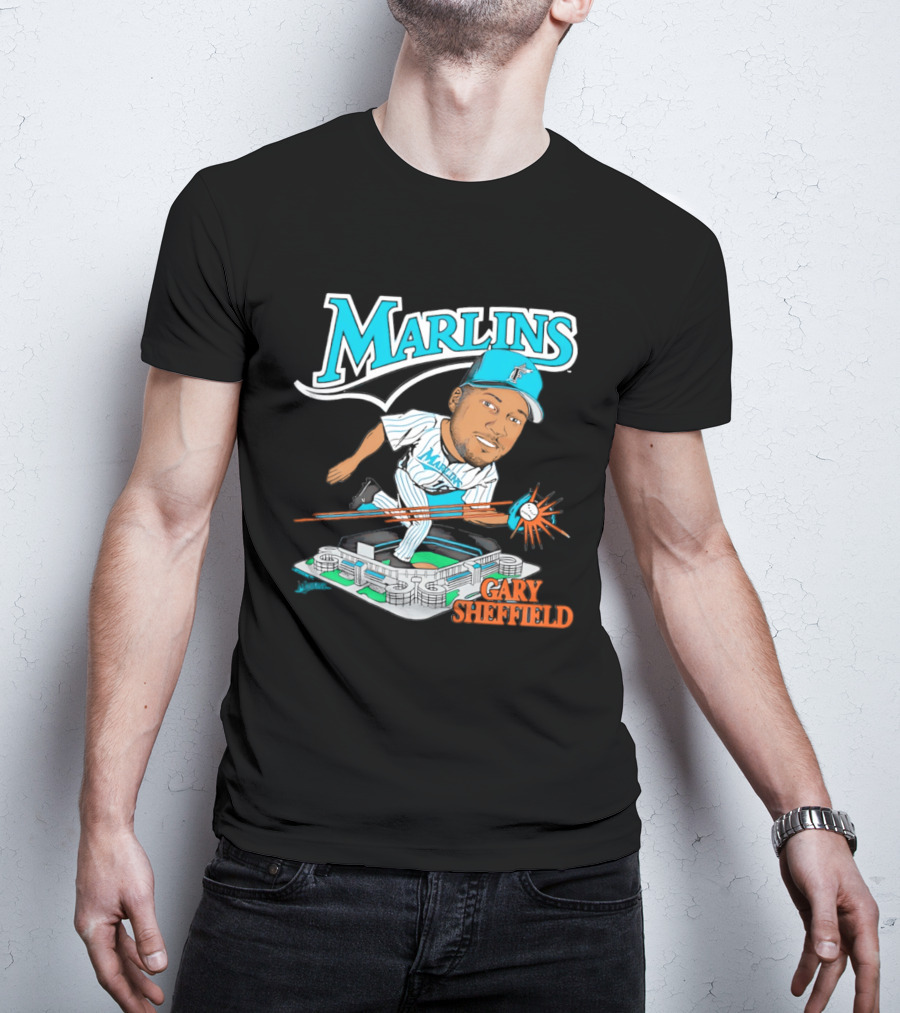 Florida Marlins Gary Sheffield Caricature Baseball MLB Player T-Shirt