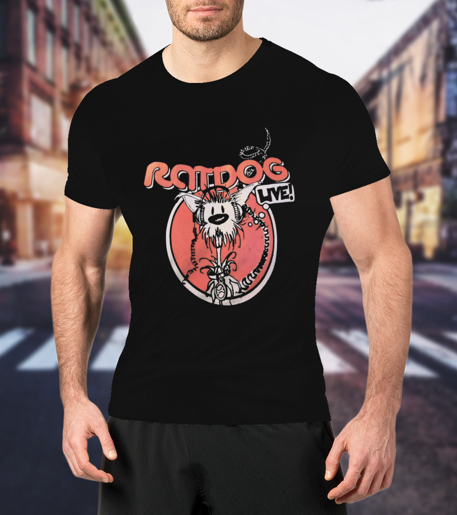 Ratdog Live Cartoon Character With Headphones And Tail T-Shirt