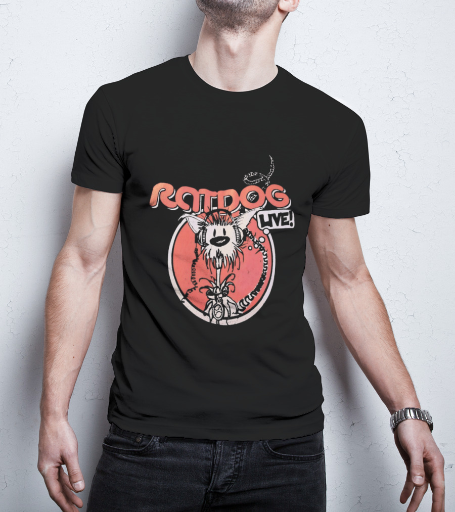 Ratdog Live Cartoon Character With Headphones And Tail T-Shirt
