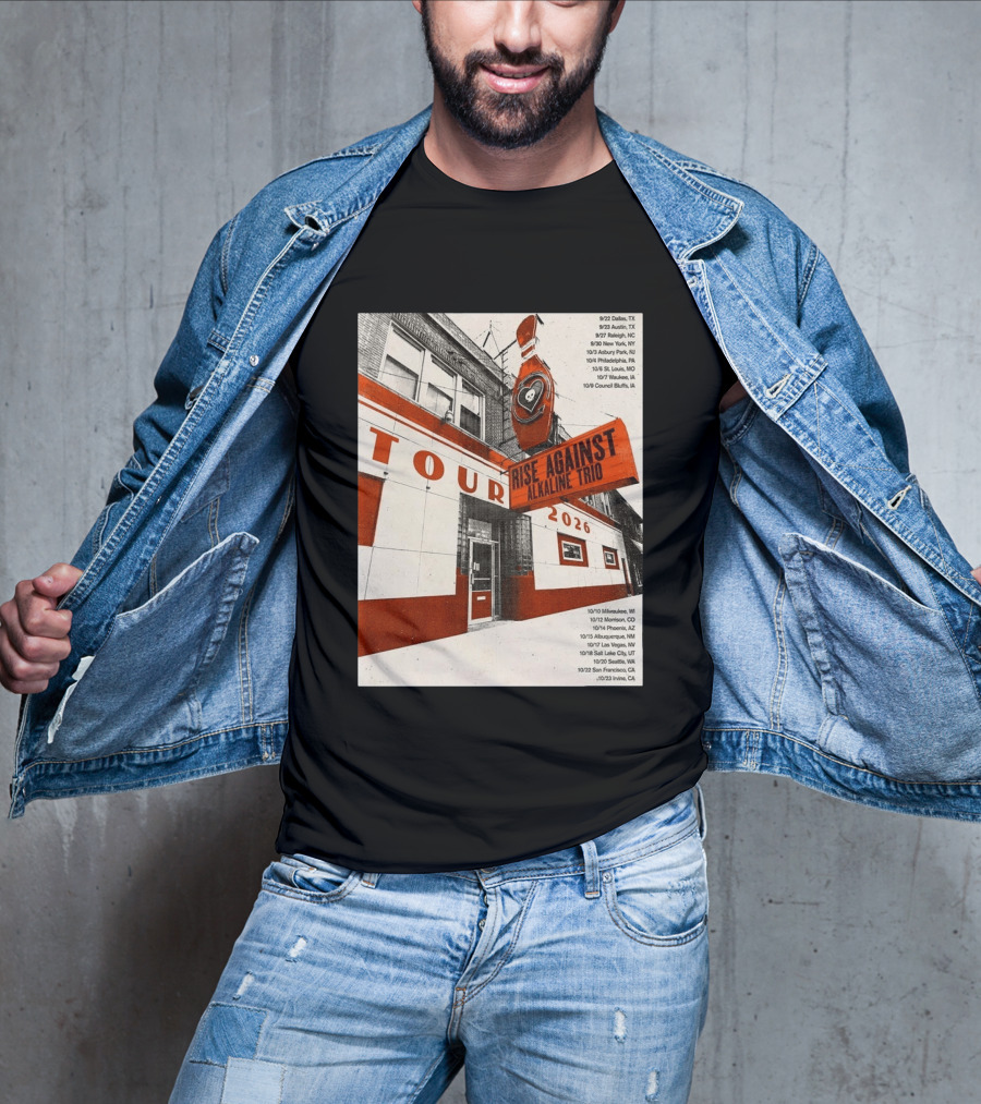 Rise Against Alkaline Trio Tour 2026 North America Dates Dallas Austin Chicago Seattle T-Shirt