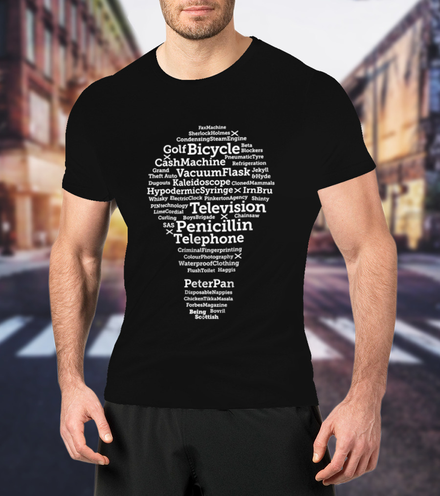 Scottish Inventions Telephone Penicillin Bike Vacuum Peter Pan Sherlock Holmes T-Shirt