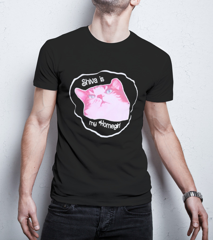 Shiva Is My Homegirl Pink Cat Face T-Shirt
