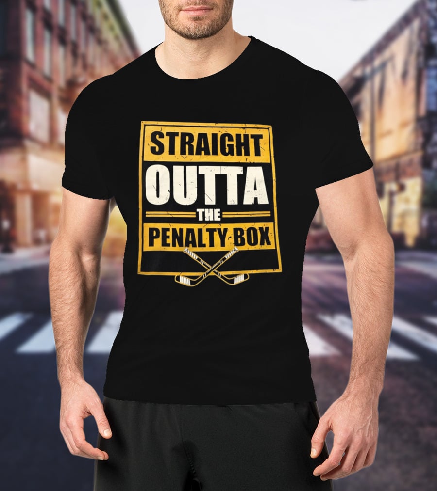 Straight Outta The Penalty Box Hockey Crossed Sticks T-Shirt