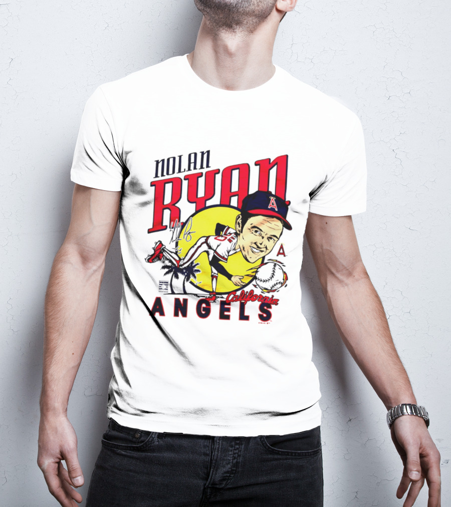 Nolan Ryan California Angels Caricature T-Shirt