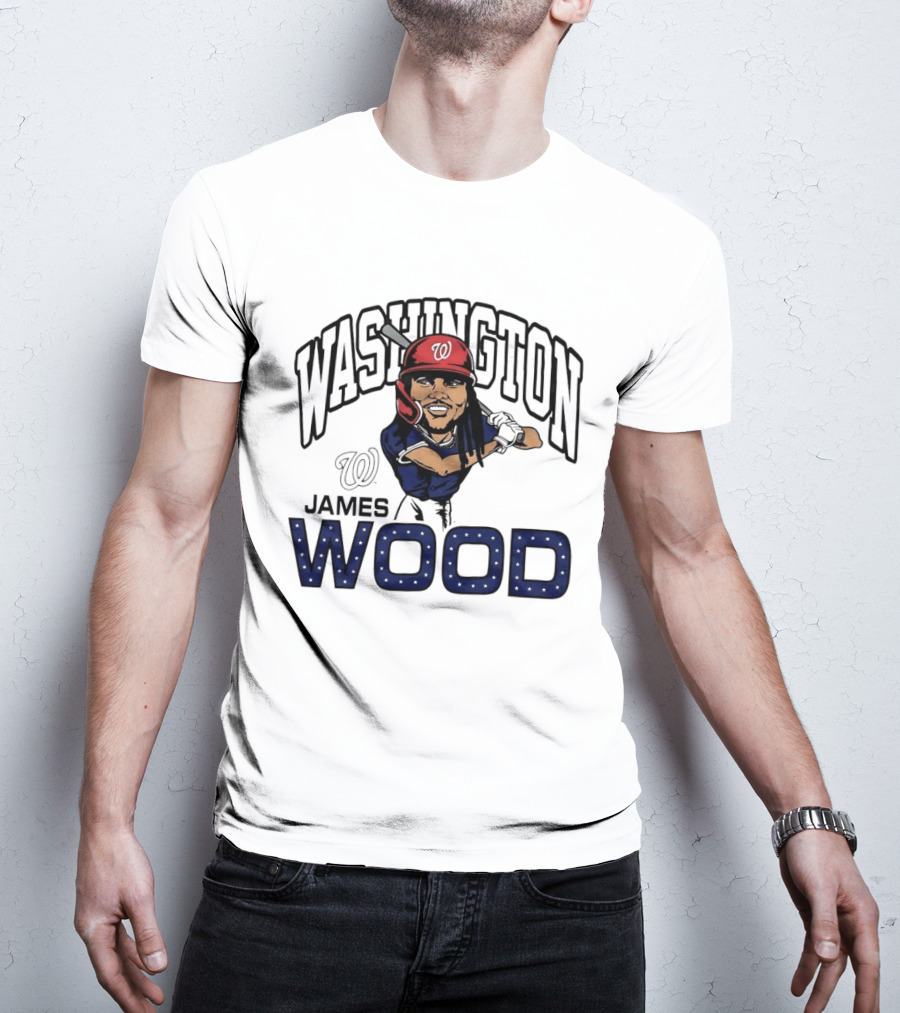 Washington Nationals James Wood MLB Baseball Caricature T-Shirt
