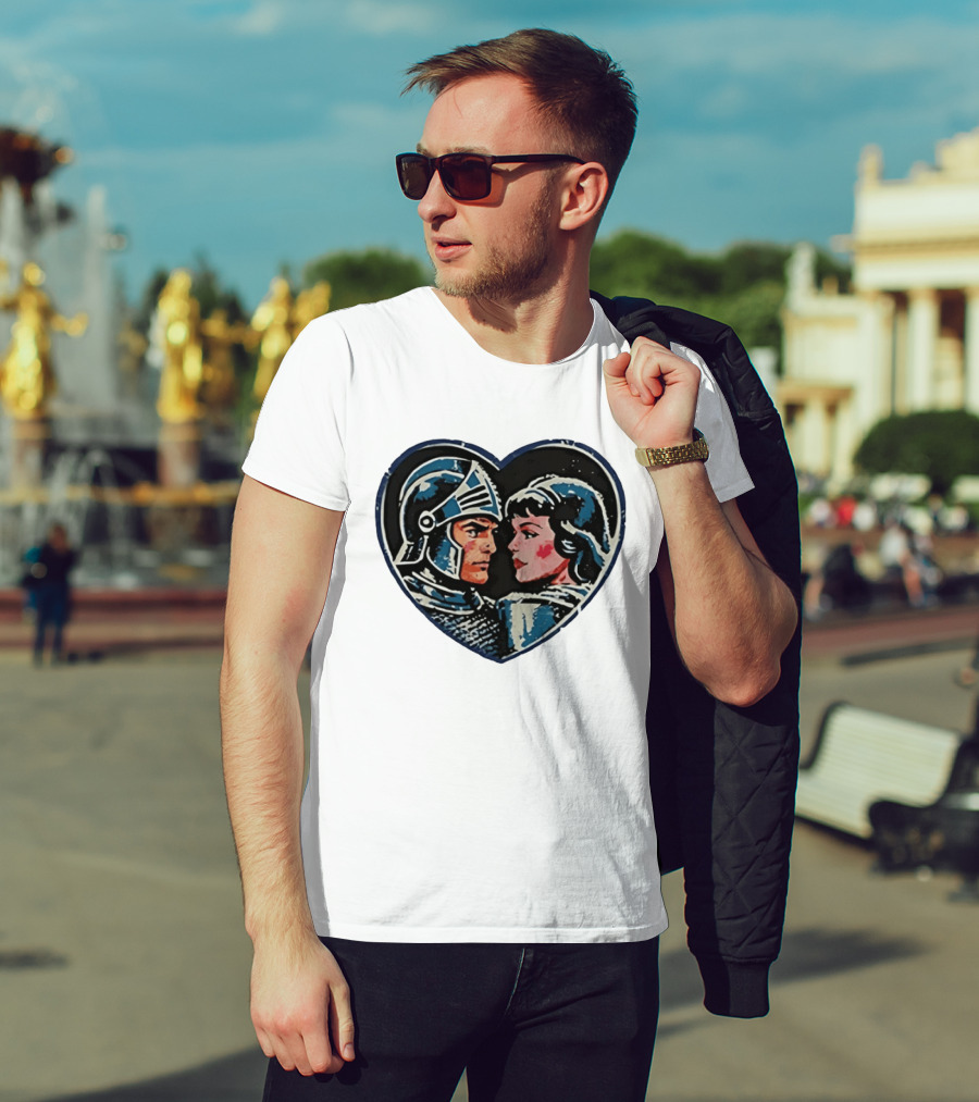 Couple Knight Medieval Dark Fantasy Heart Shape T-Shirt