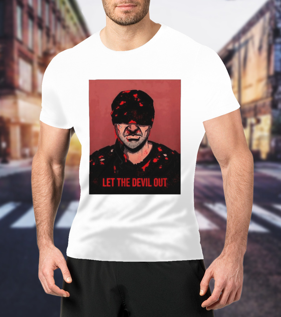 Daredevil Let The Devil Out Blindfolded Hero T-Shirt