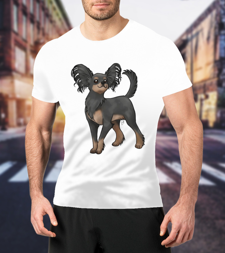 Russian Toy Dog Long Hair Black And Tan T-Shirt