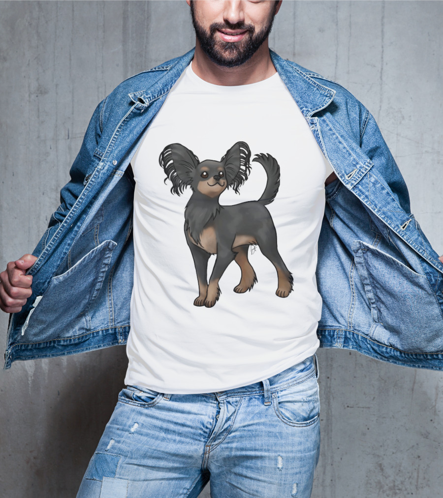 Russian Toy Dog Long Hair Black And Tan T-Shirt