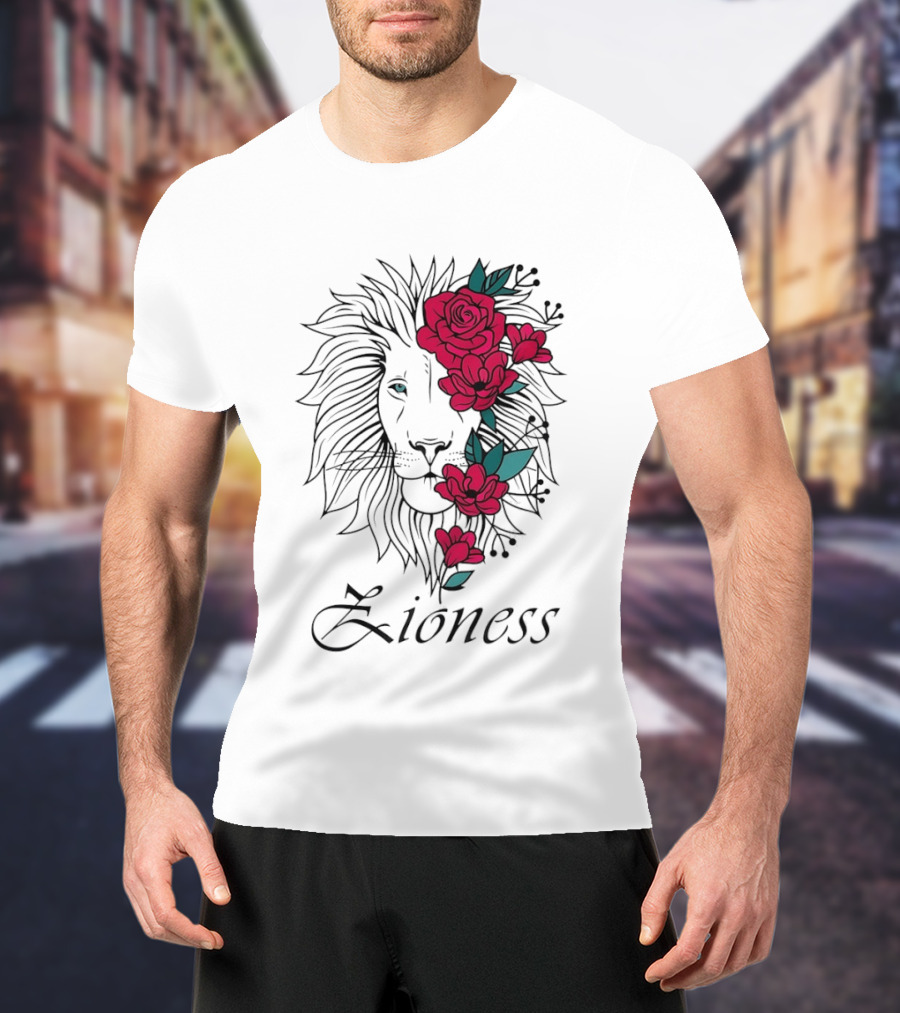 Lion Head Rose Lioness Zioness T-Shirt