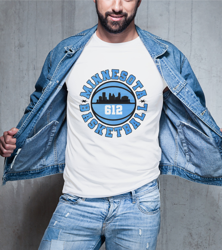 Minnesota Basketball 612 City Skyline T-Shirt