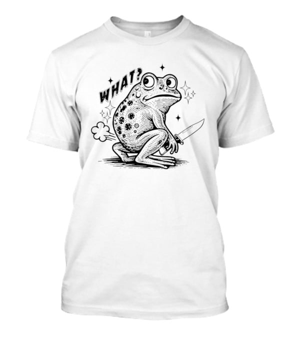 Frog Holding Knife Farting What Humorous T-Shirt