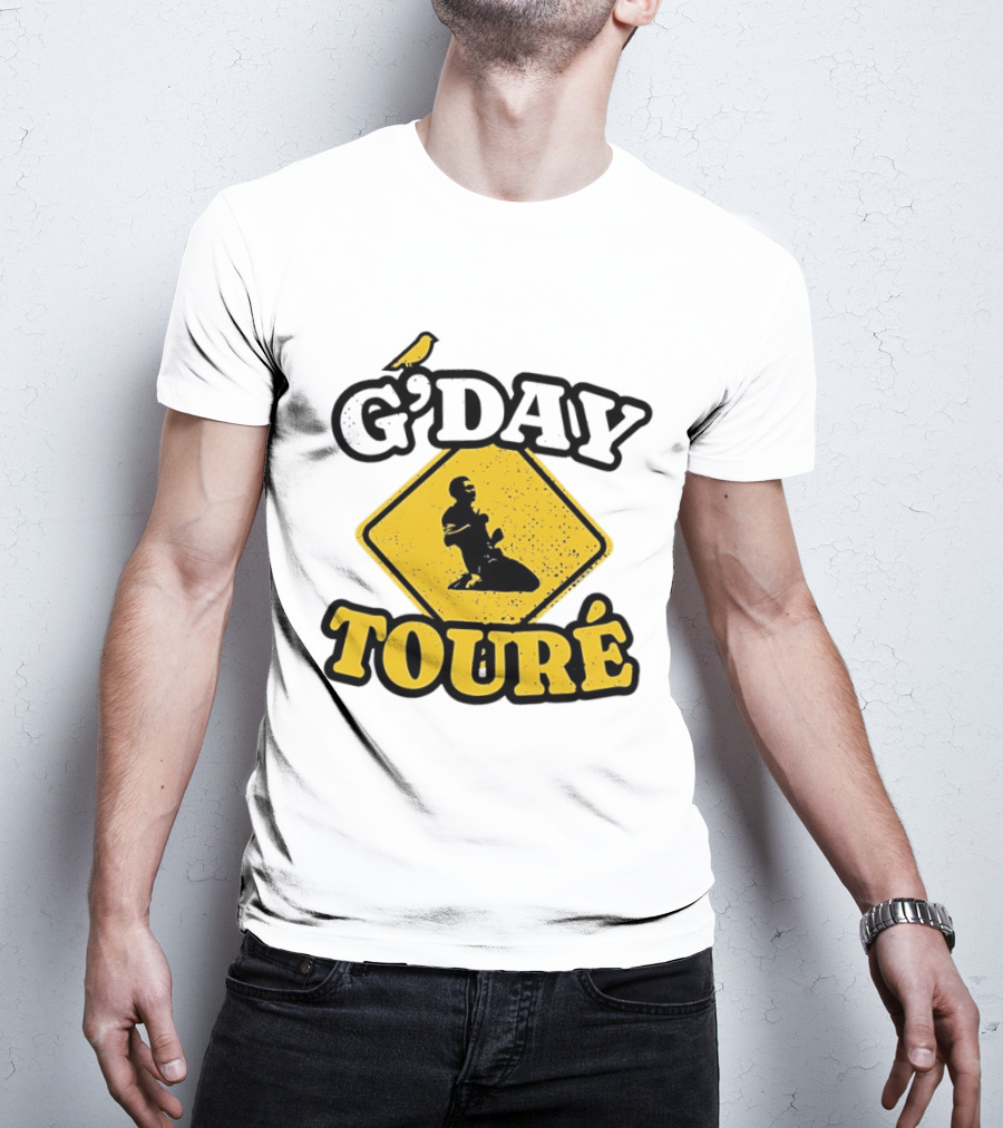 G'Day Toure Yellow Sign Kneeling Silhouette Bird T-Shirt
