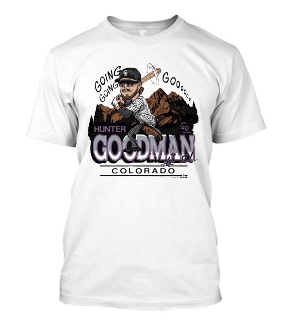 Hunter Goodman Going Going Going Colorado Rockies Caricature T-Shirt