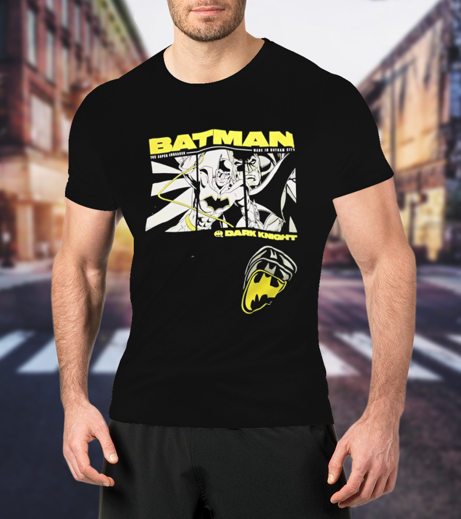 Batman Dark Knight Yellow Caped Crusader Montage T-Shirt