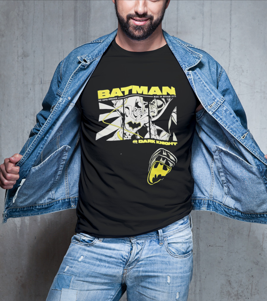 Batman Dark Knight Yellow Caped Crusader Montage T-Shirt