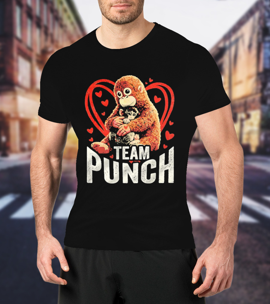 Team Punch Monkey Heart Loving Hug T-Shirt