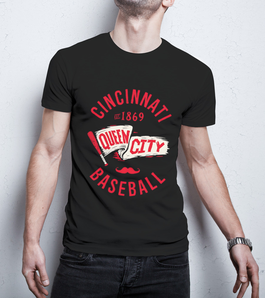 Cincinnati Queen City Baseball Est. 1869 Grunge Pennant T-Shirt
